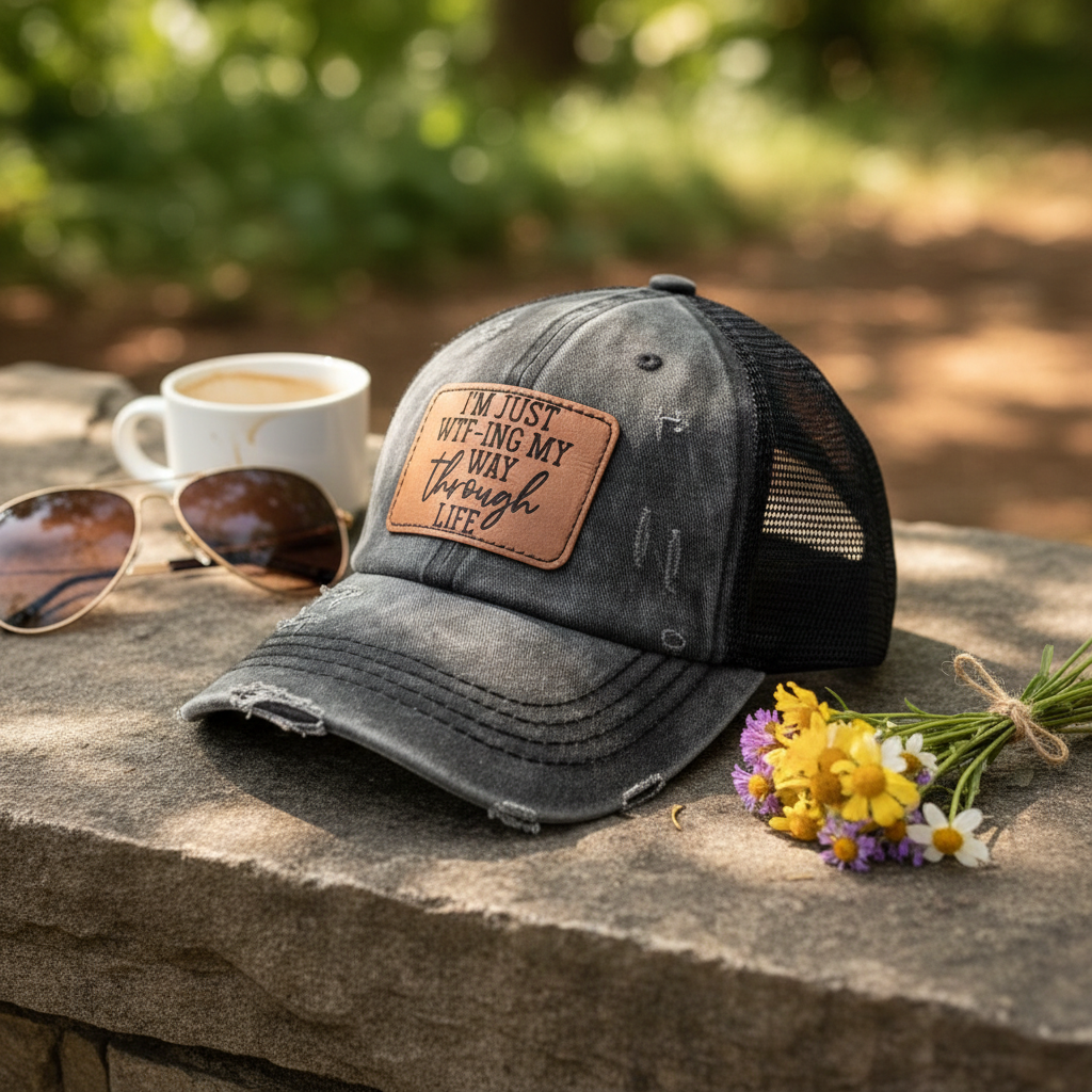 Distressed CC Ponytail Hat