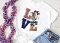 Patriotic Cow LOVE T-Shirt: Red White Blue Farm Tee