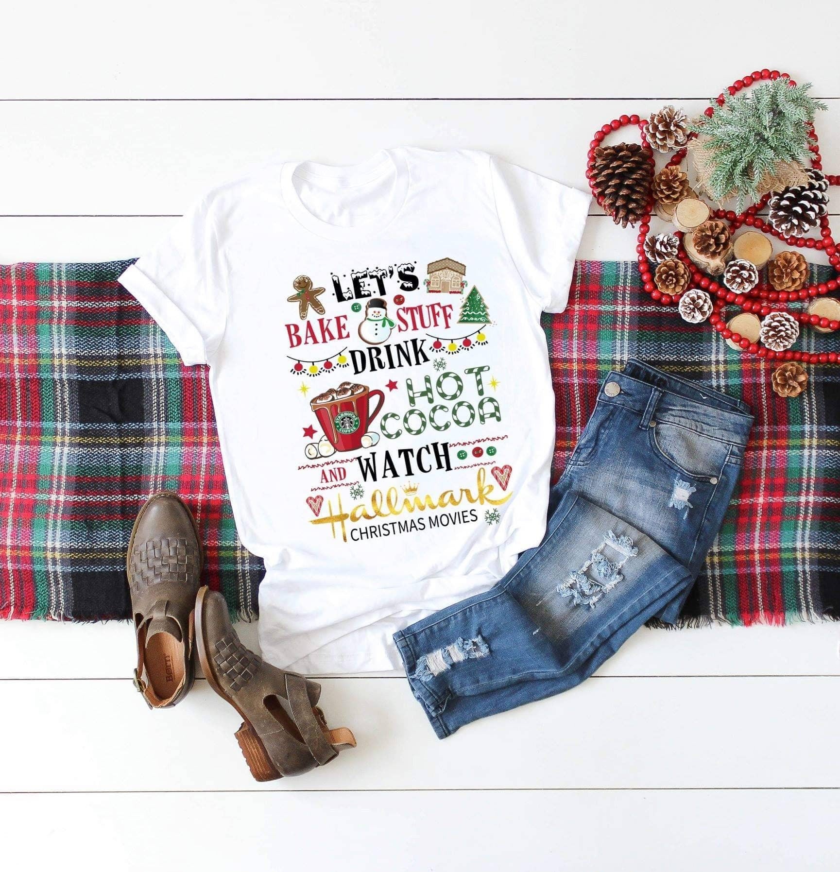 Christmas Let's Bake Stuff Drink Hot Cocoa and.... design t-shirt 