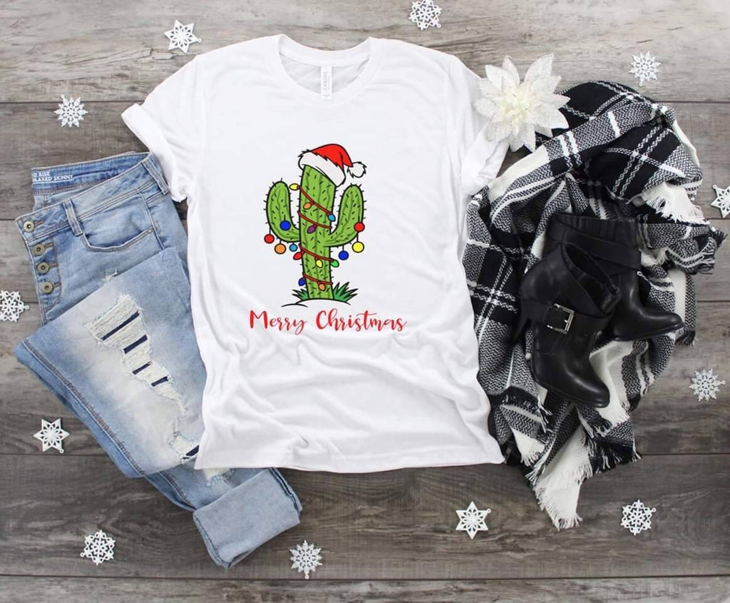 Merry Christmas Cactus Tee - Funny Holiday Shirt