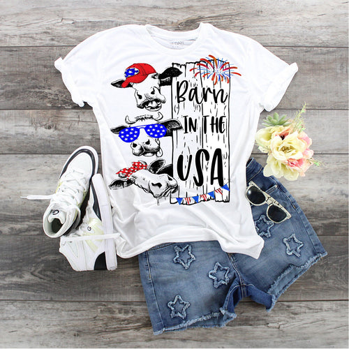 Cows Barn In The USA Patriotic Cows design t-shirt