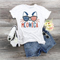 Meowica Cat T-Shirt: American Flag Sunglasses, 4th of July Tee