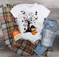 Fall Halloween Scary Tree Familiar Faces design t-shirt