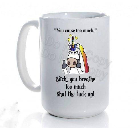 Sarcastic Unicorn Mug: Flipping Off, Rude Humor, Snarky Gift