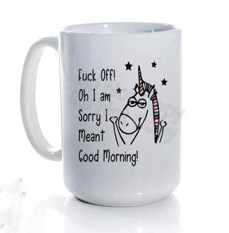Funny Unicorn Coffee Mug: Sarcastic Morning Gift, 15 oz Ceramic