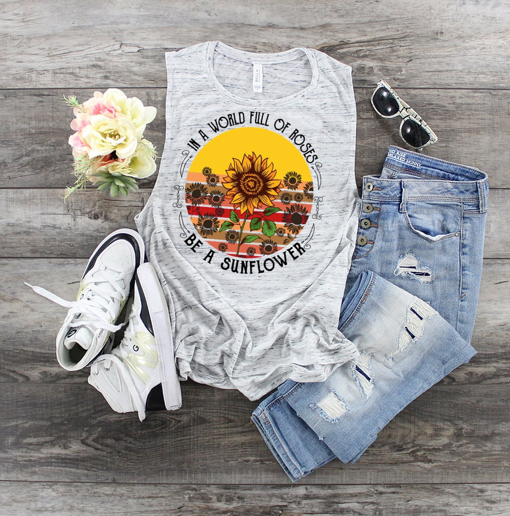 Sunflower Bella Canvas Tank Top: Be Unique, Be Strong