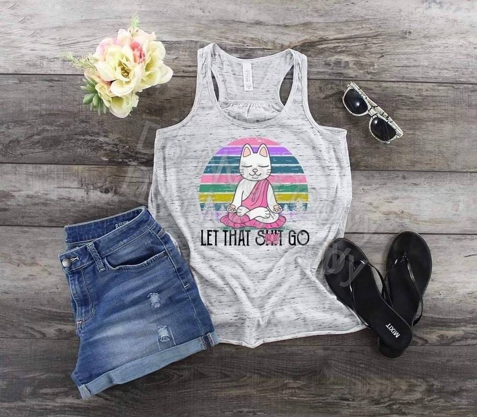 Yoga Cat Tank Top, Meditating Kitty, Funny Cat Lover Gift