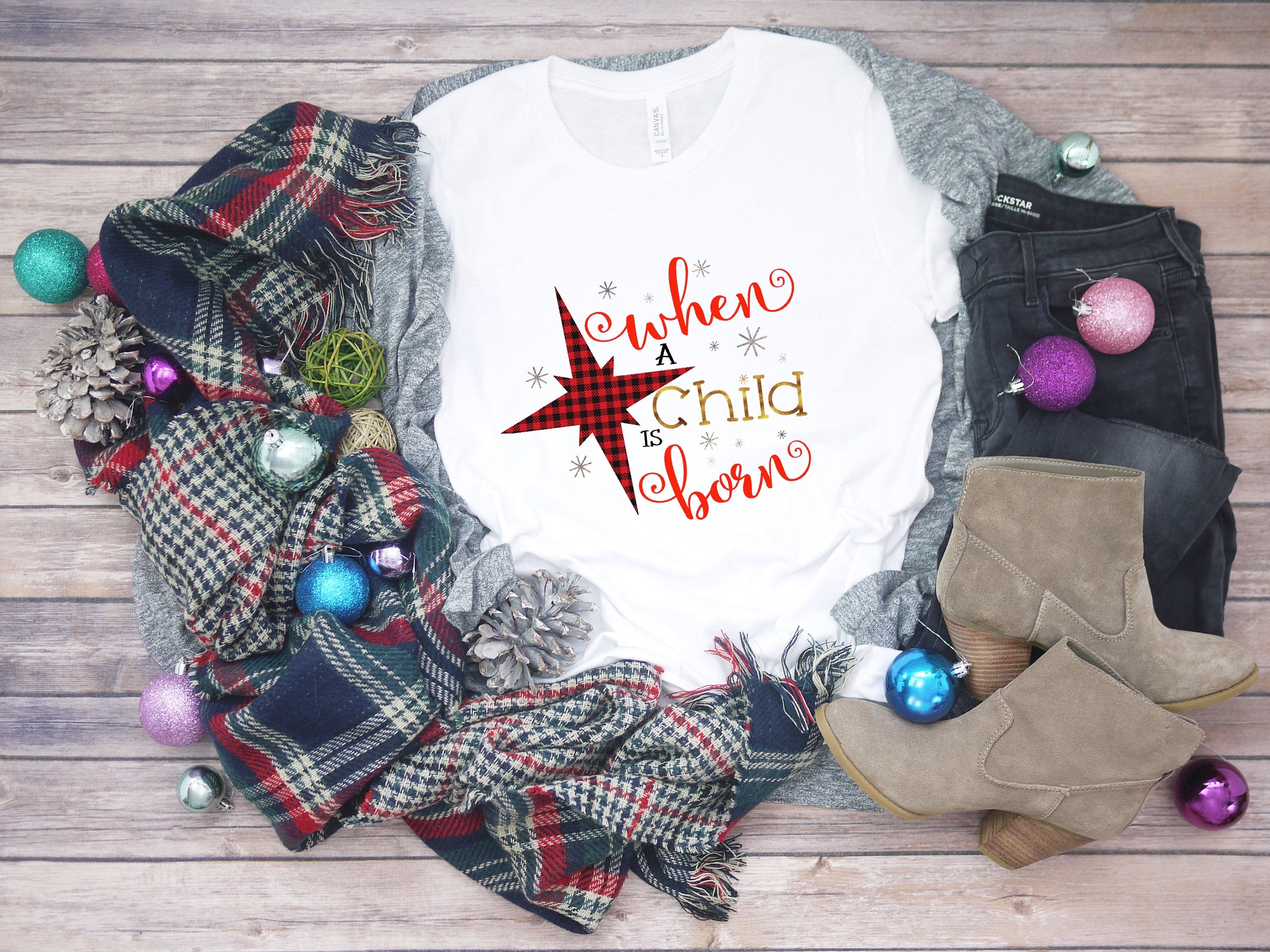 Christmas When A Child Is Born design t-shirt