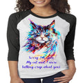 Funny Cat Raglan: Watercolor Cat Mom Baseball Tee