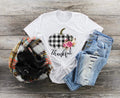 Thankful Black White Plaid Pumpkin, Floral Fall Tee