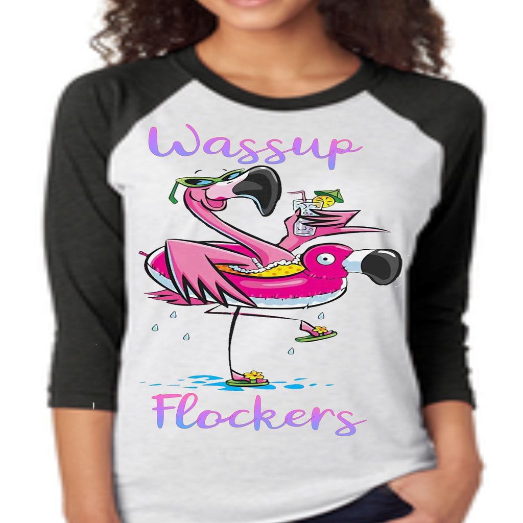 Flamingo Raglan Shirt: Fun Beach Vacation Graphic Tee