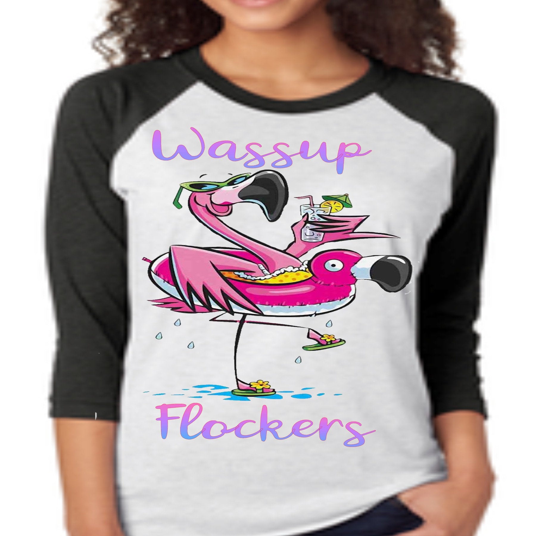 Flamingo Raglan Shirt: Fun Beach Vacation Graphic Tee