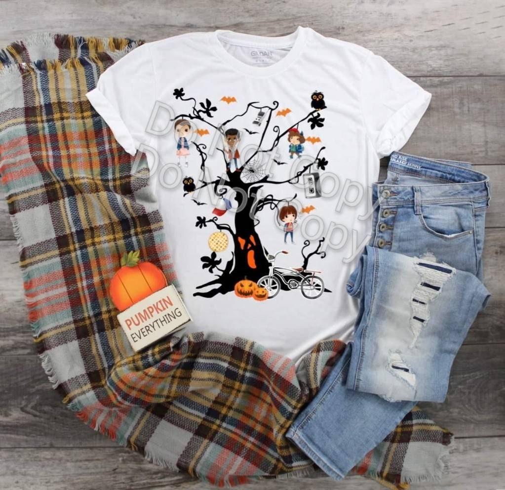 Halloween Tree T-shirt: Spooky Characters, Fall Tee