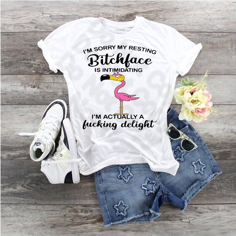 Resting Bitch Face Flamingo Tee, Funny Graphic T-Shirt