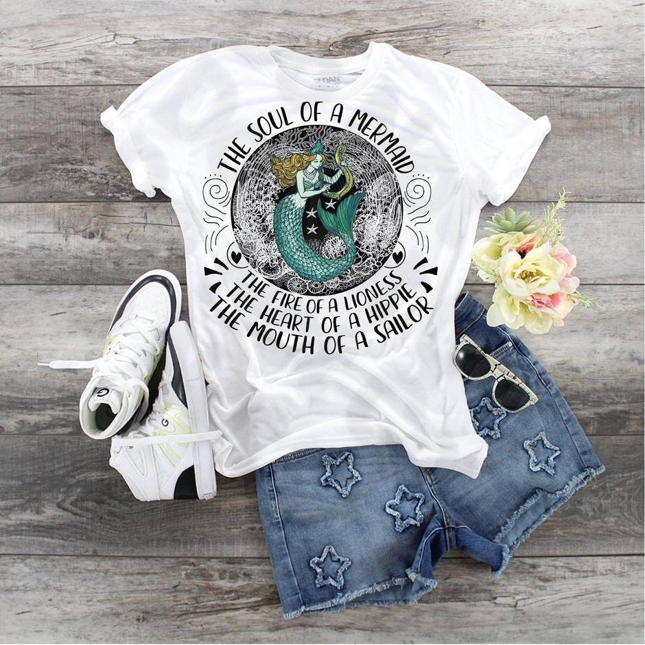 Youth Mermaid Hippie Lioness Sailor Tee, Bella Canvas
