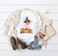 Halloween Pig T-Shirt: Adorable Witch Piggy with Pumpkins