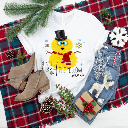 Christmas Winter Oh NO Don't Eat The Yellow Snow Snowman design t-shirt