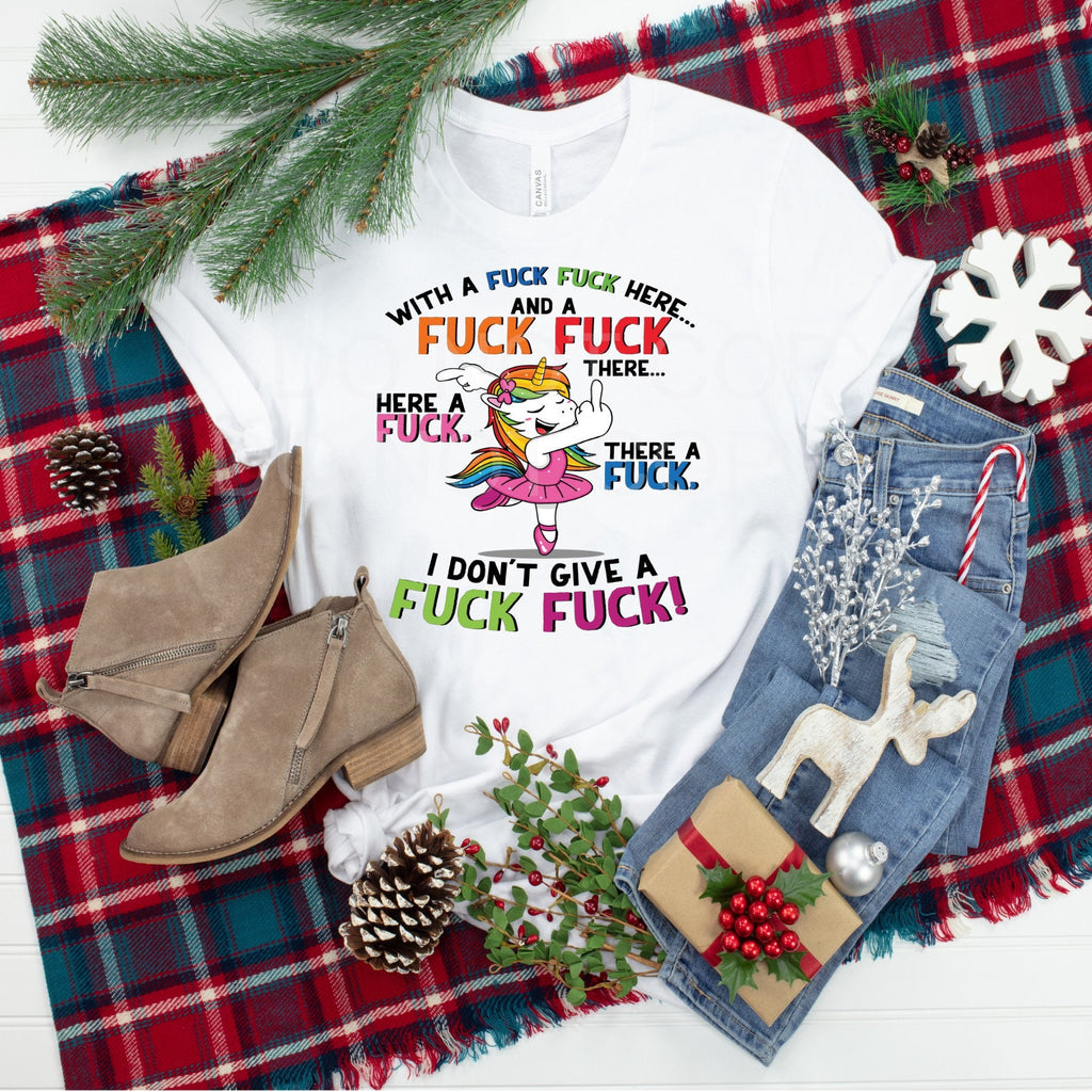 Dancing Middle Finger Unicorn T-Shirt: Adult Humor Design