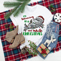 White Shark Christmas Tee, Santa Hat Festive Shark