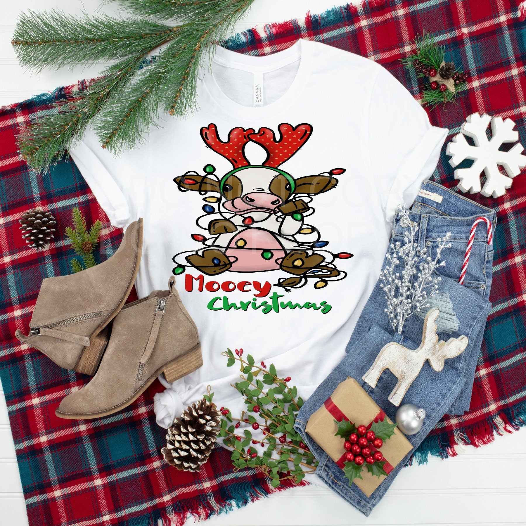 Christmas Cow Mooey Christmas .. design t-shirt