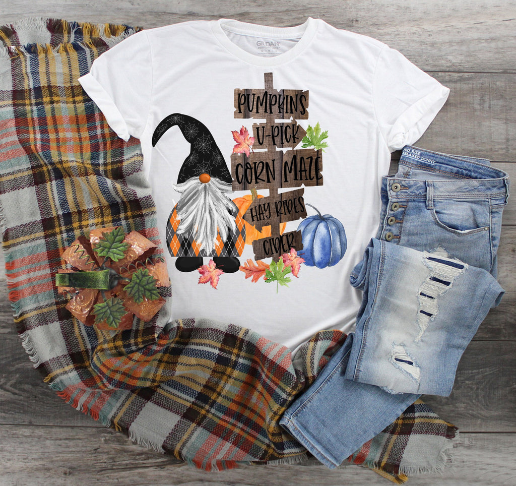 Halloween Gnome Shirt: Fall Pumpkins, Cider, Corn Maze Tee