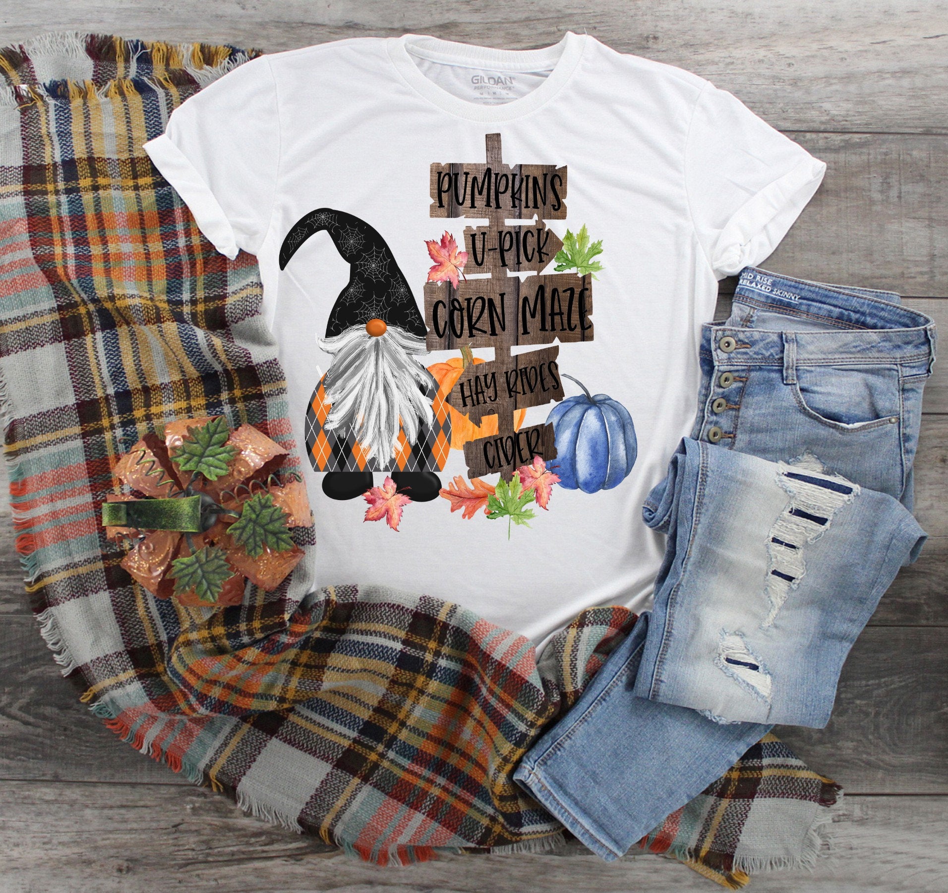 Halloween Gnome Shirt: Fall Pumpkins, Cider, Corn Maze Tee