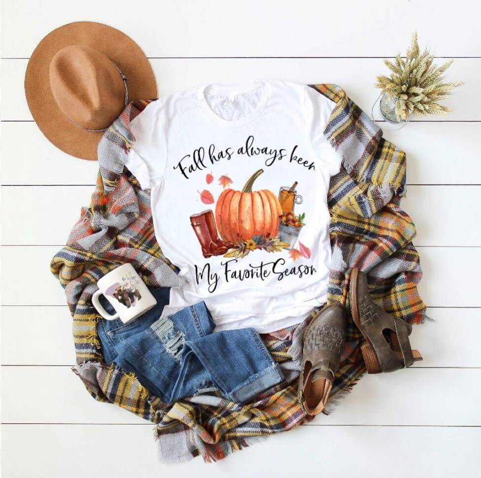 Fall Favorite Season Shirt: Pumpkins, Boots, Scarves