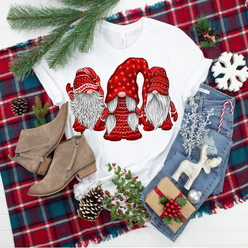 Christmas Gnomes Bella Canvas Shirt, Red Scandinavian Nisse