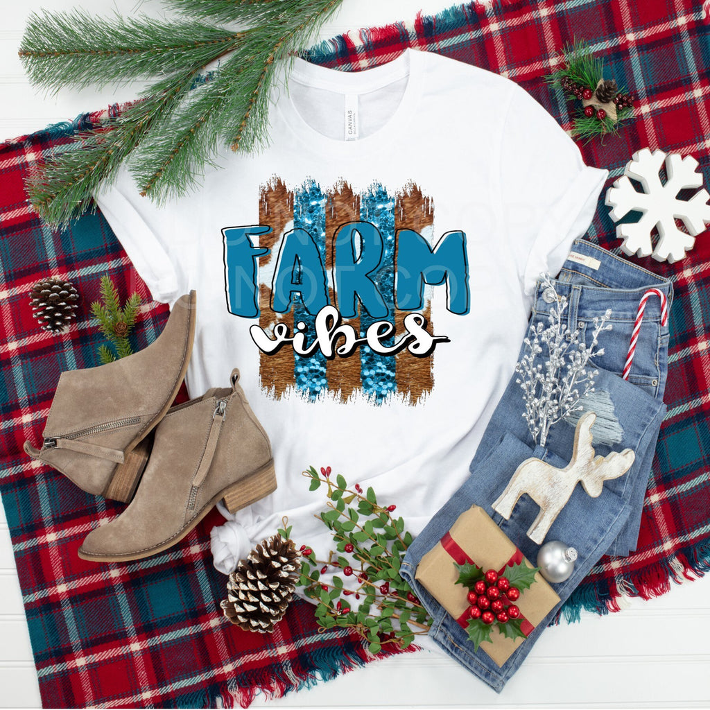 Farm Vibes Glitter Look Tee: Farm Lover Gift
