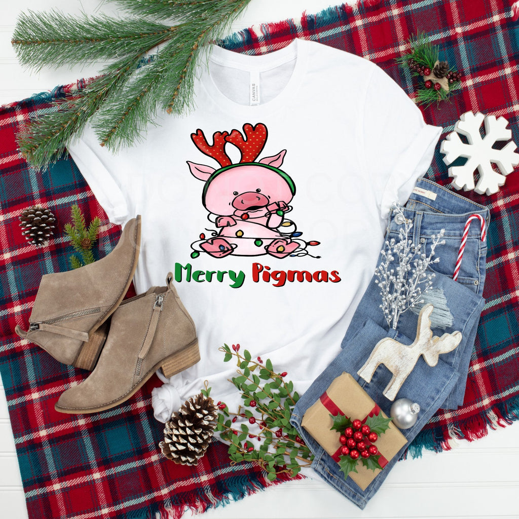 Merry Pigmas T-Shirt: Reindeer Pig Christmas Tee