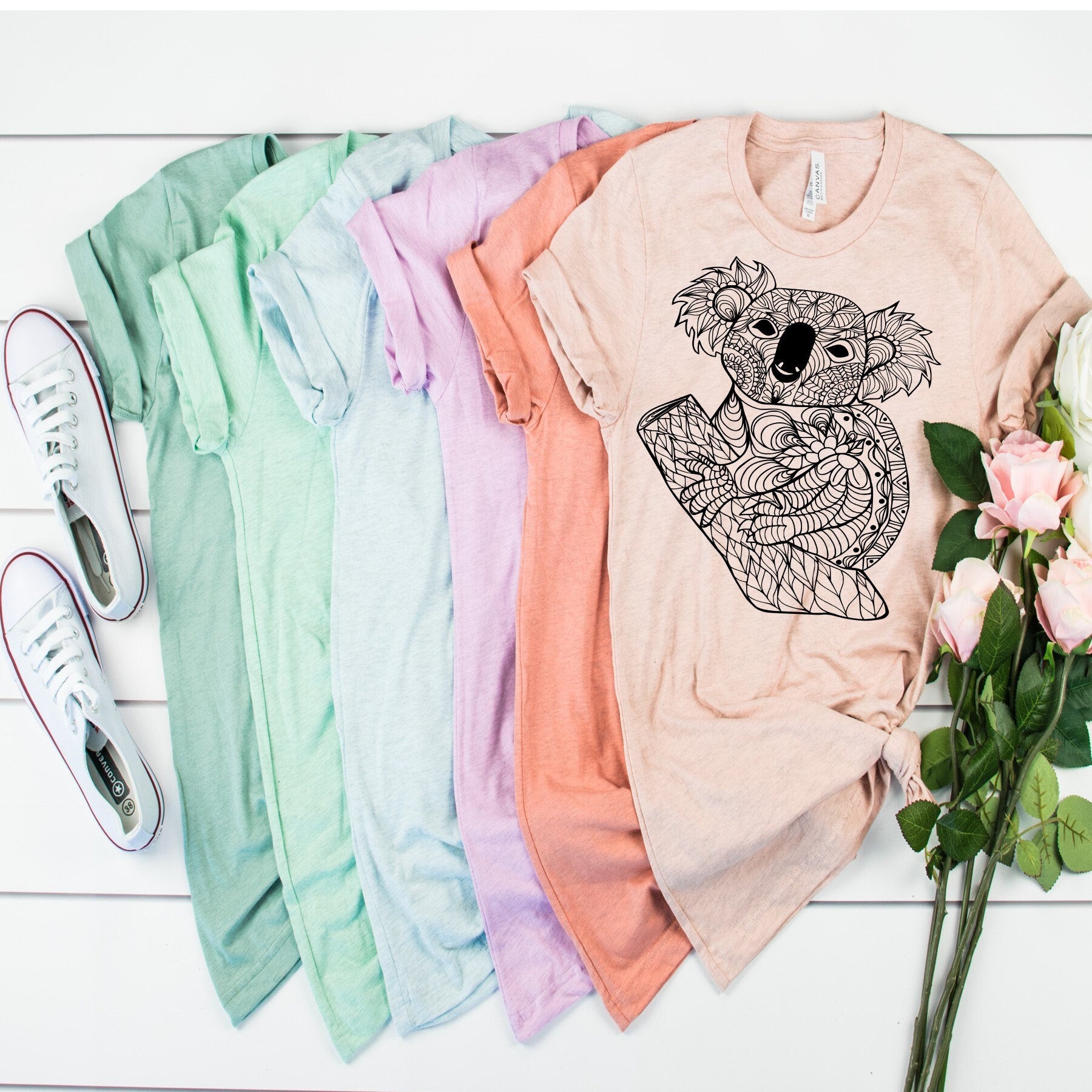 Koala Fundraiser T-Shirt: Bella Canvas, Zentangle Design