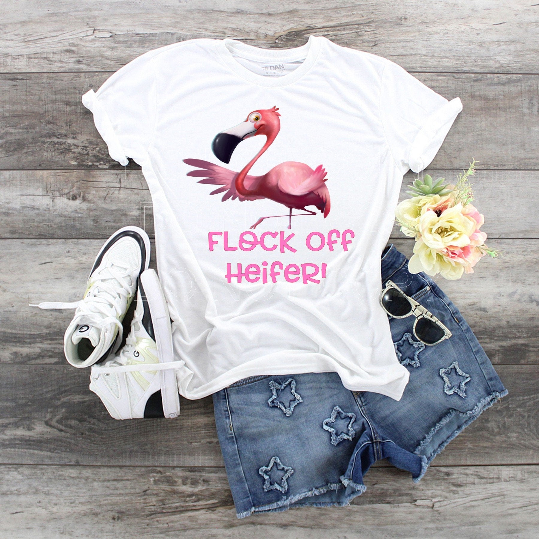 Flock Off Heifer Flamingo Shirt - Funny Bird Lover Tee