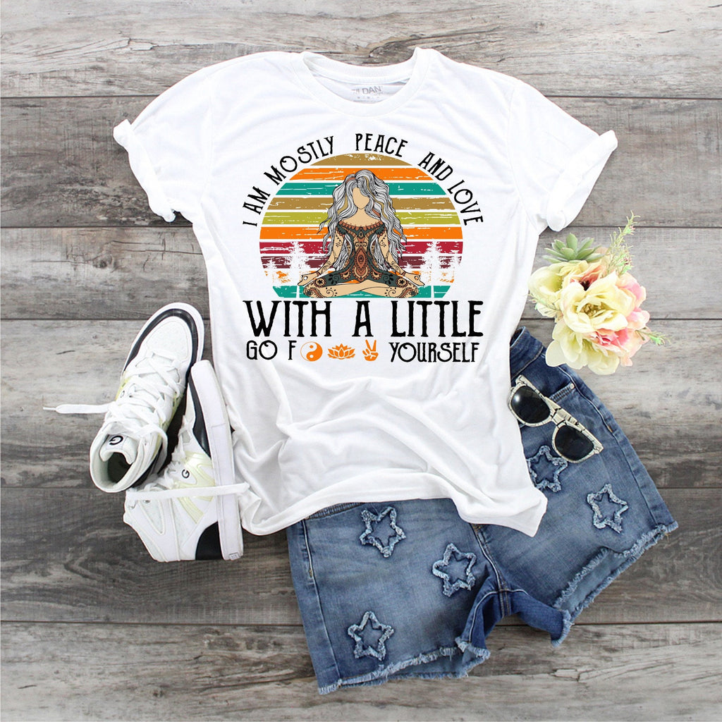 Peace Love Yoga Goddess T-Shirt: Funny Graphic Tee