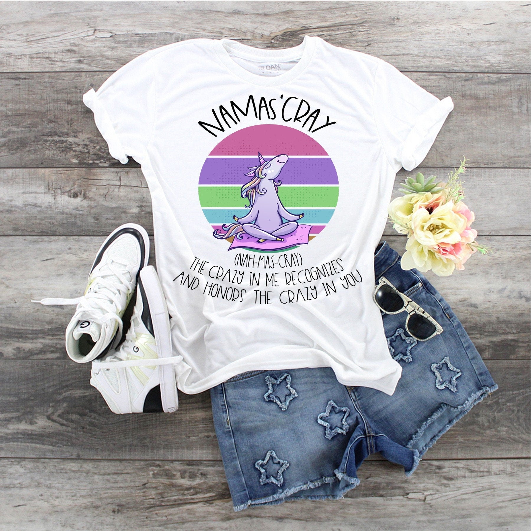 Funny Unicorn Yoga Shirt: Namas-Cray Sassy Top
