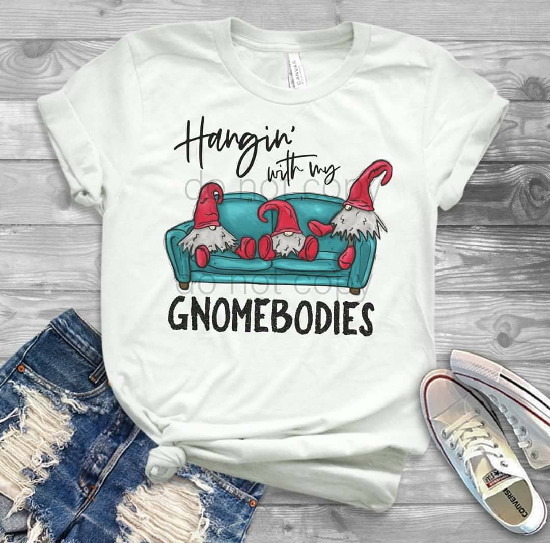 Hanging With Gnomebody T-Shirt: Funny Garden Gnome Bella Canvas Tee