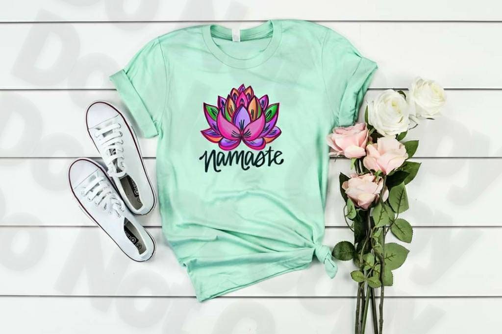 Purple Lotus Flower Namaste T-Shirt: Yoga Lover Tee