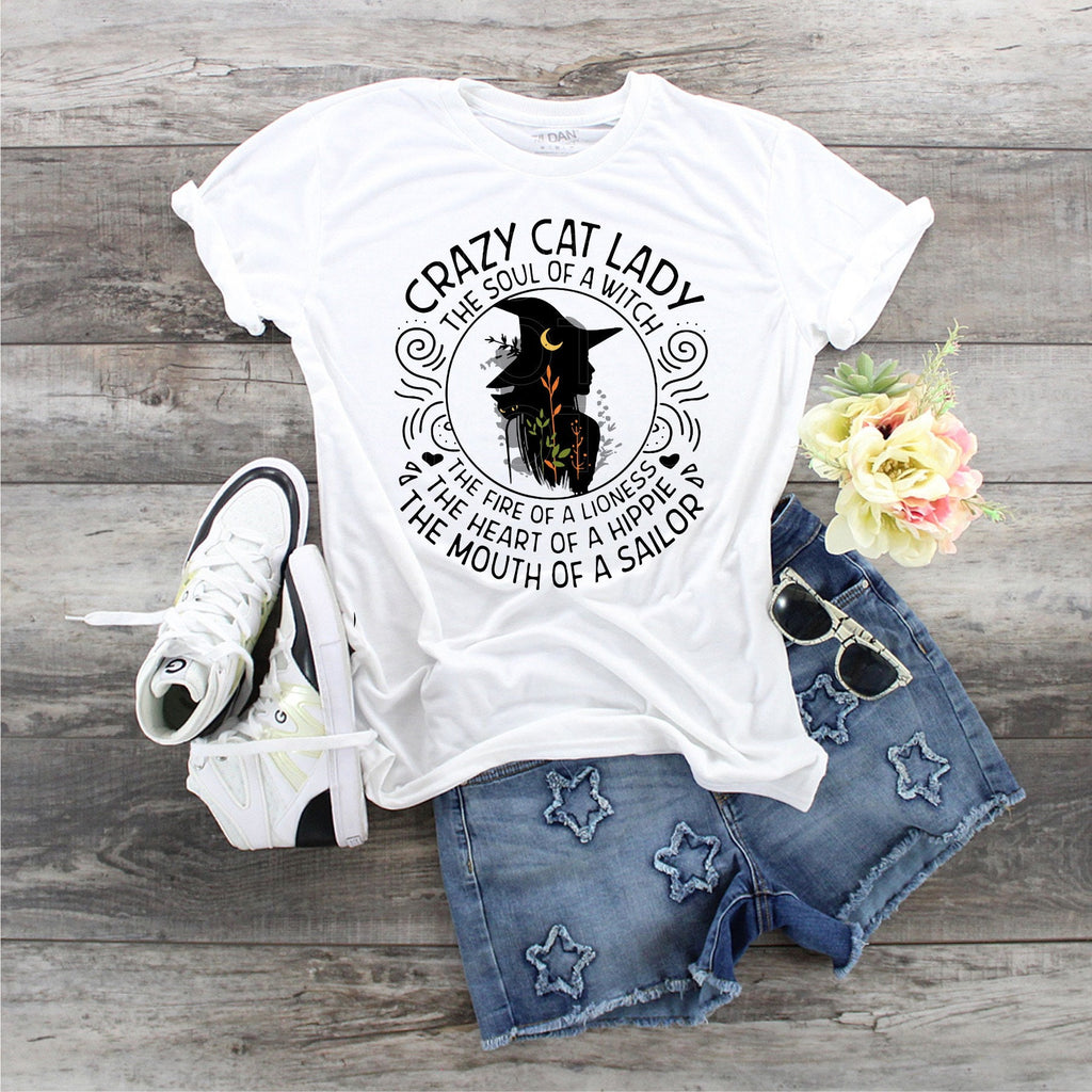 Crazy Cat Lady Witch T-Shirt - Bella Canvas