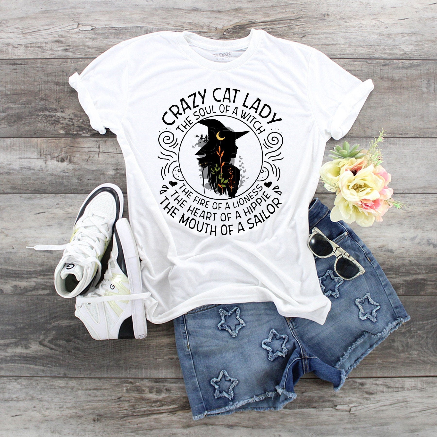 Crazy Cat Lady Witch T-Shirt - Bella Canvas