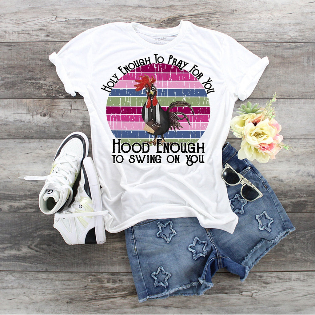 Funny Chicken T-Shirt: Holy Hood Rooster Graphic Tee