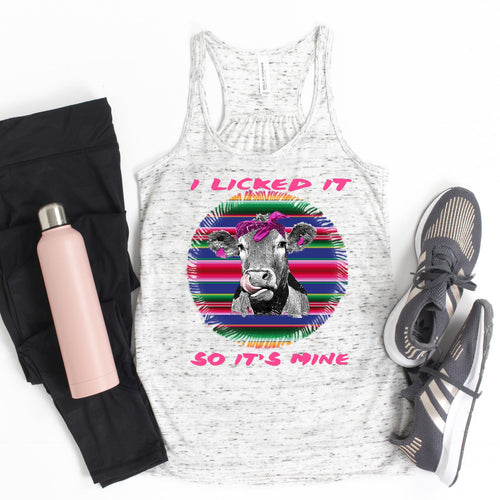 Cow I Licked It Serape Tank Top - Bella Canvas Flowy Tank