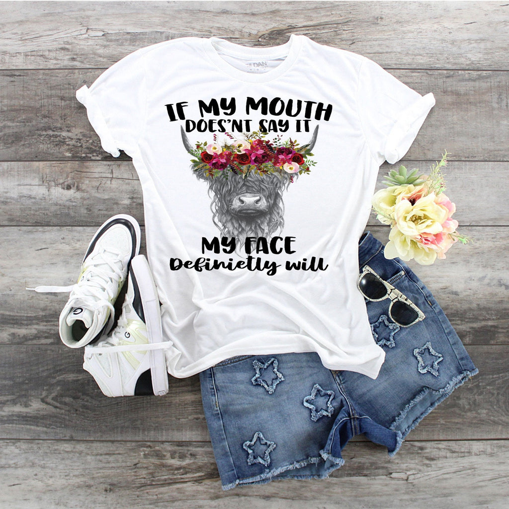 Highland Cow T-Shirt: Funny Face, Farm Lover Tee