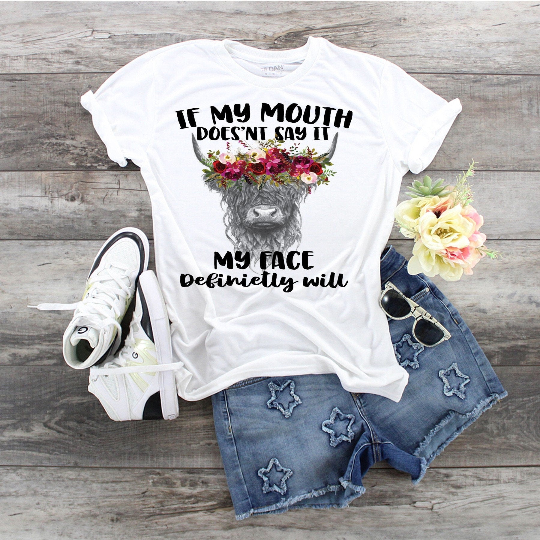 Highland Cow T-Shirt: Funny Face, Farm Lover Tee