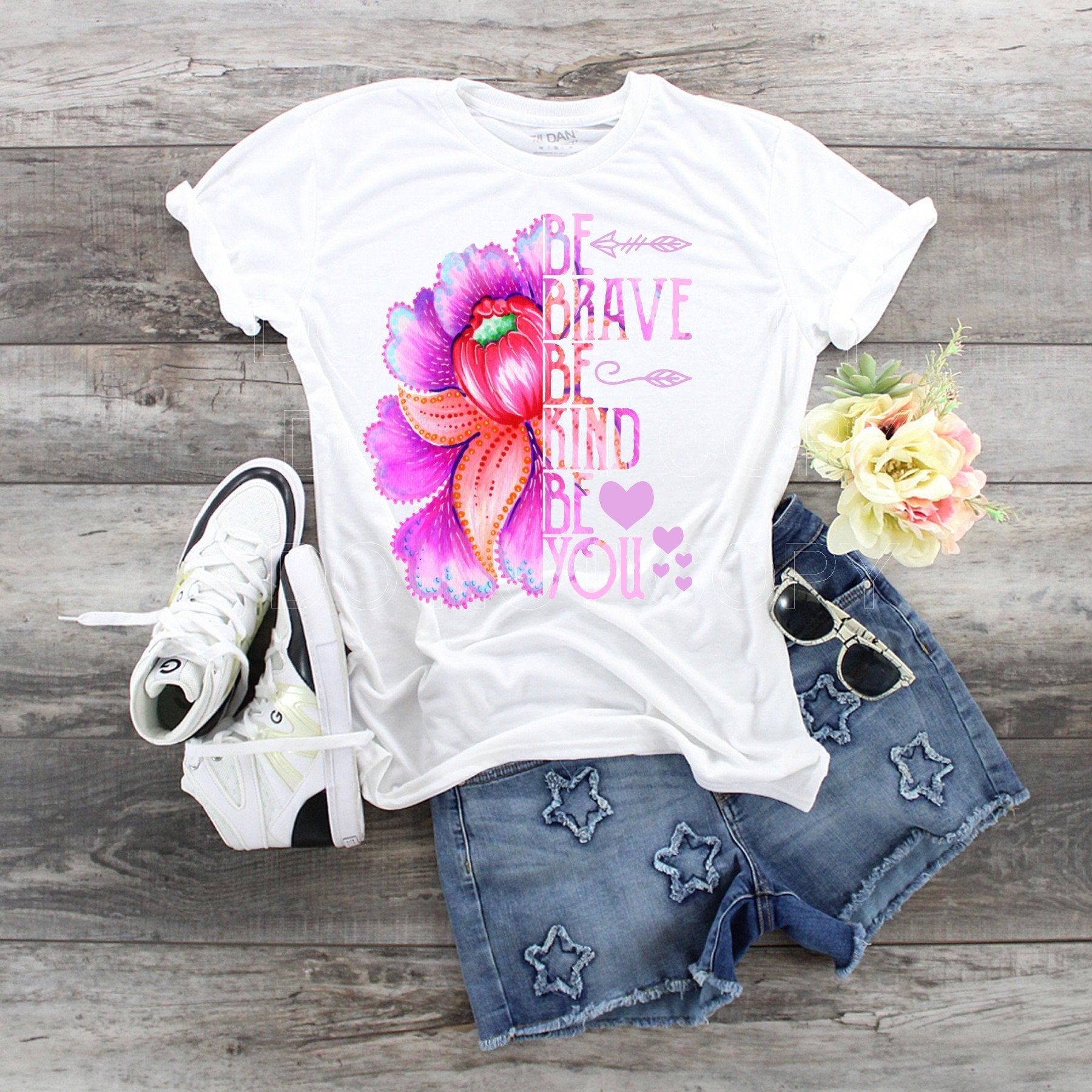 Be Brave Kind You T-Shirt, Floral Graphic Tee