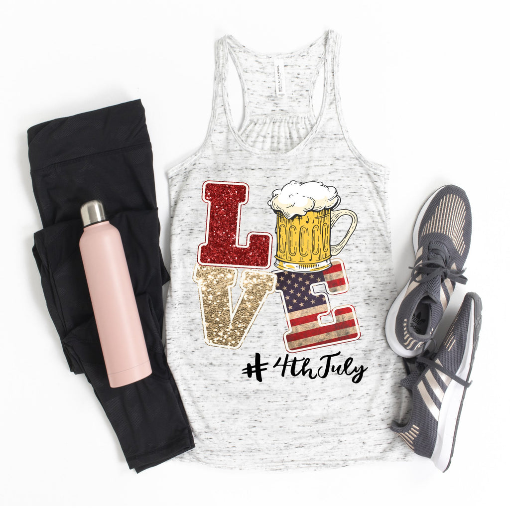 Patriotic 4th of July Beer LOVE Tank Top - USA Flag
