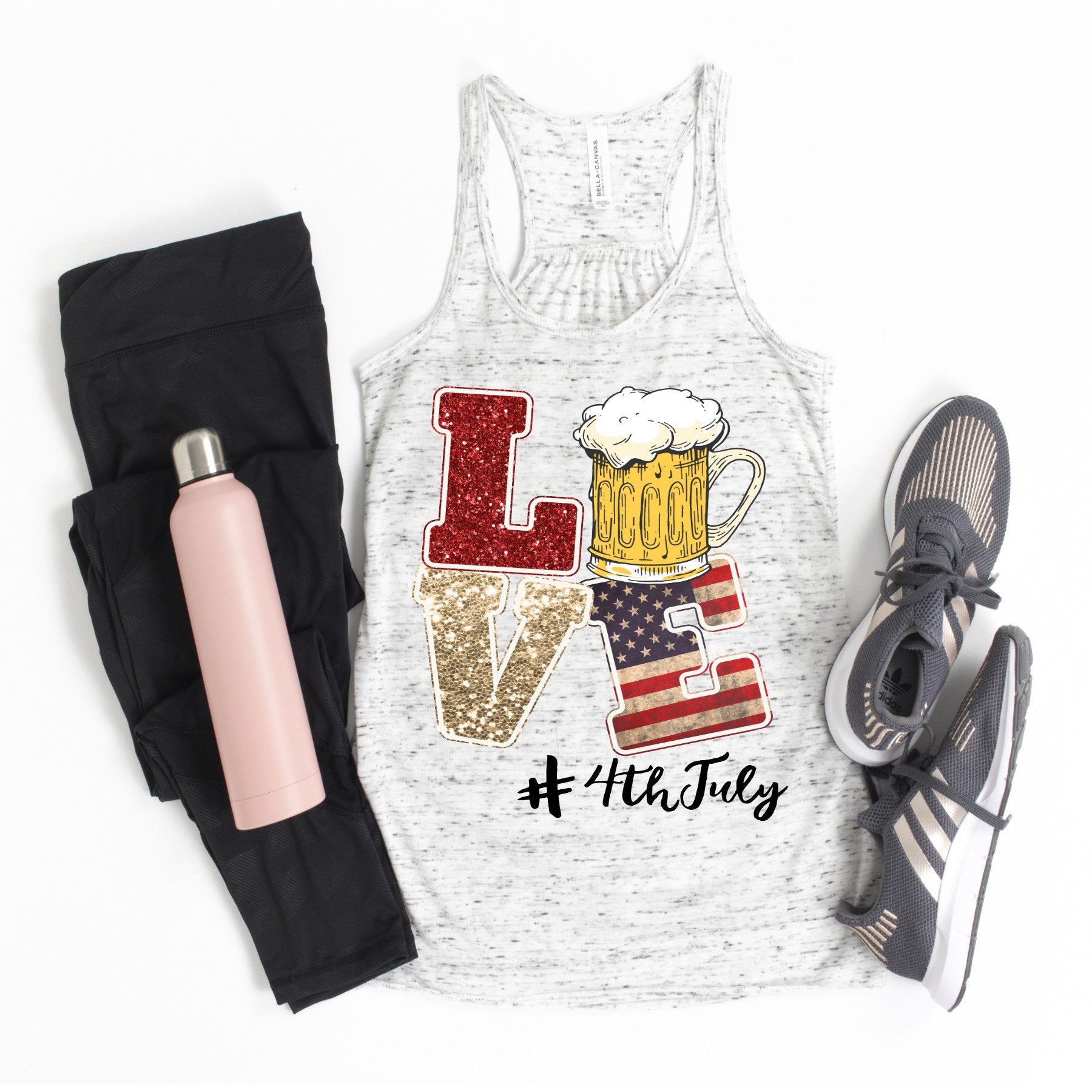 Patriotic 4th of July Beer LOVE Tank Top - USA Flag