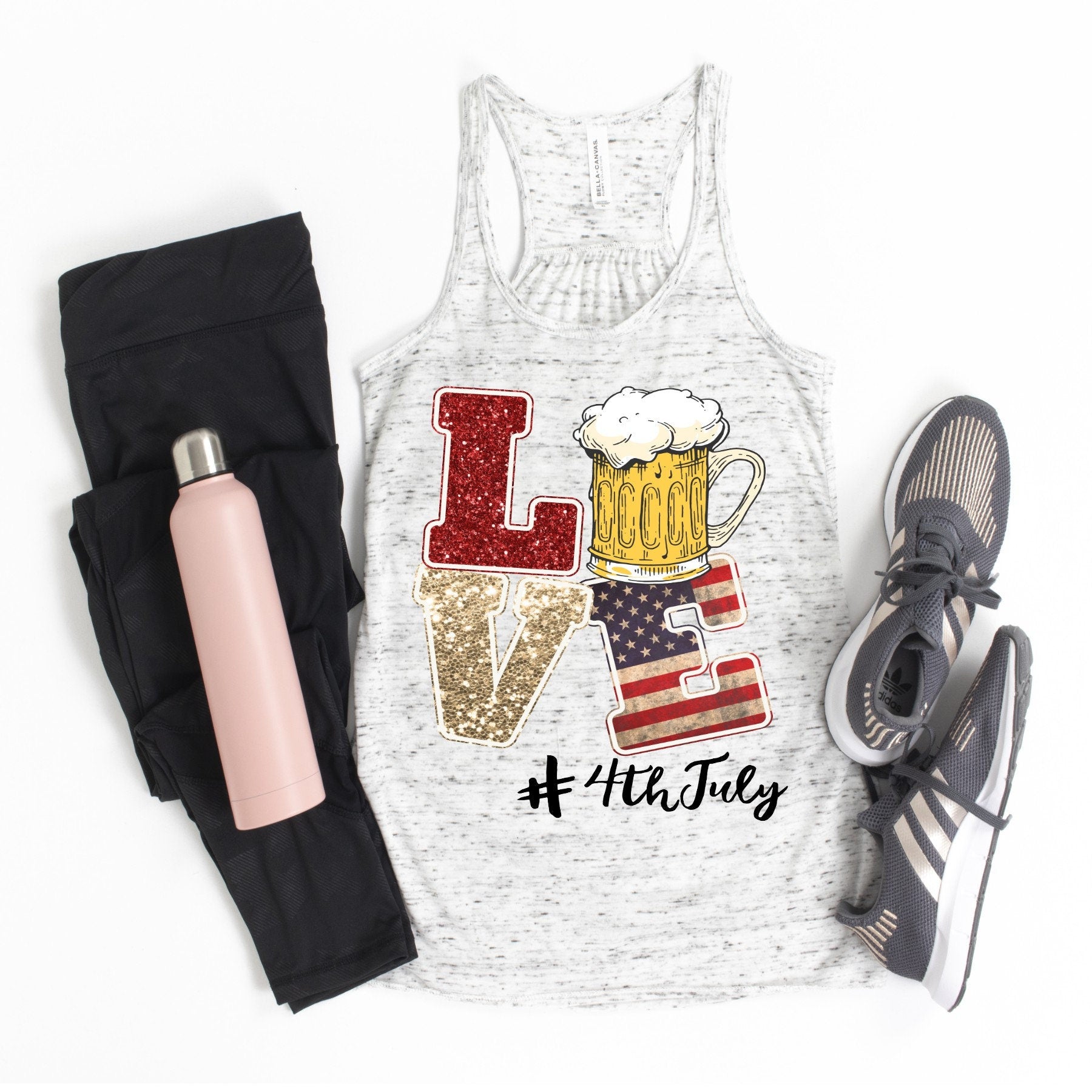 Patriotic 4th of July Beer LOVE Tank Top - USA Flag