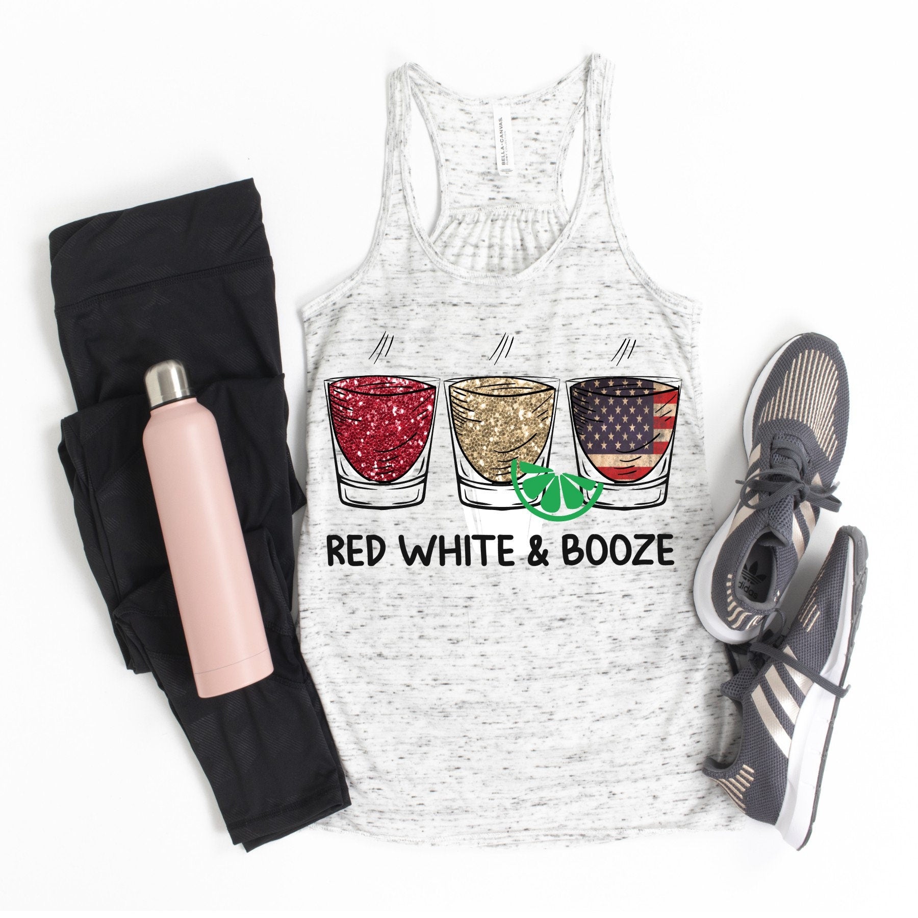 Red White & Booze Tank: 4th of July American Flag Shot Glass