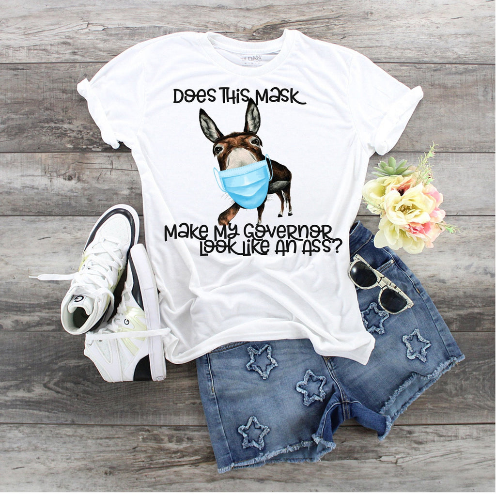 Donkey Mask Governor Pun T-Shirt: Bella Canvas 3001
