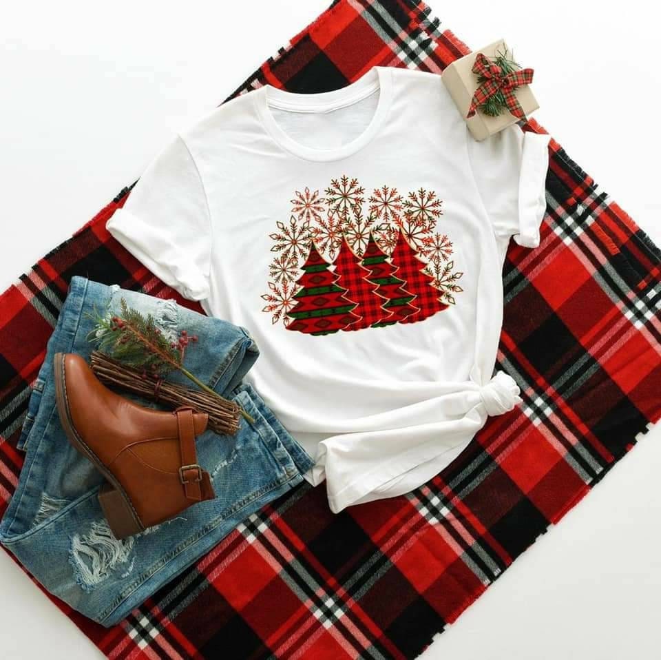 Red Buffalo Plaid Christmas Tree Shirt: Holiday Tee