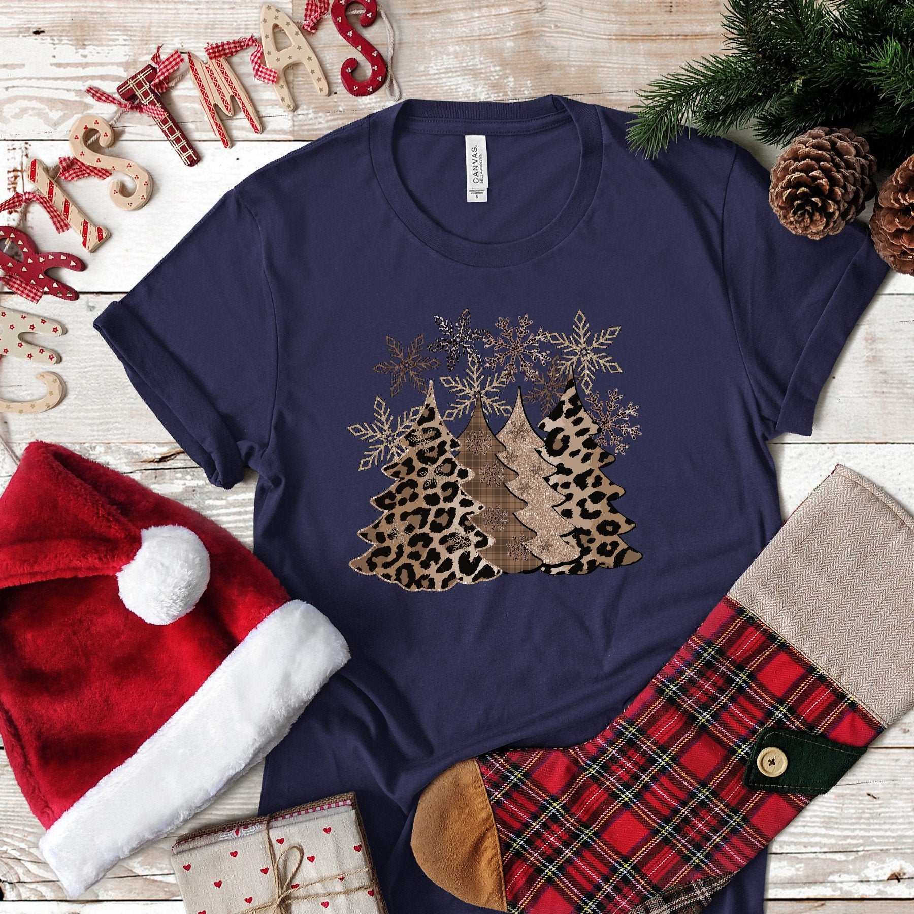 It's Christmas Leopard Christmas Trees Bella Canvas